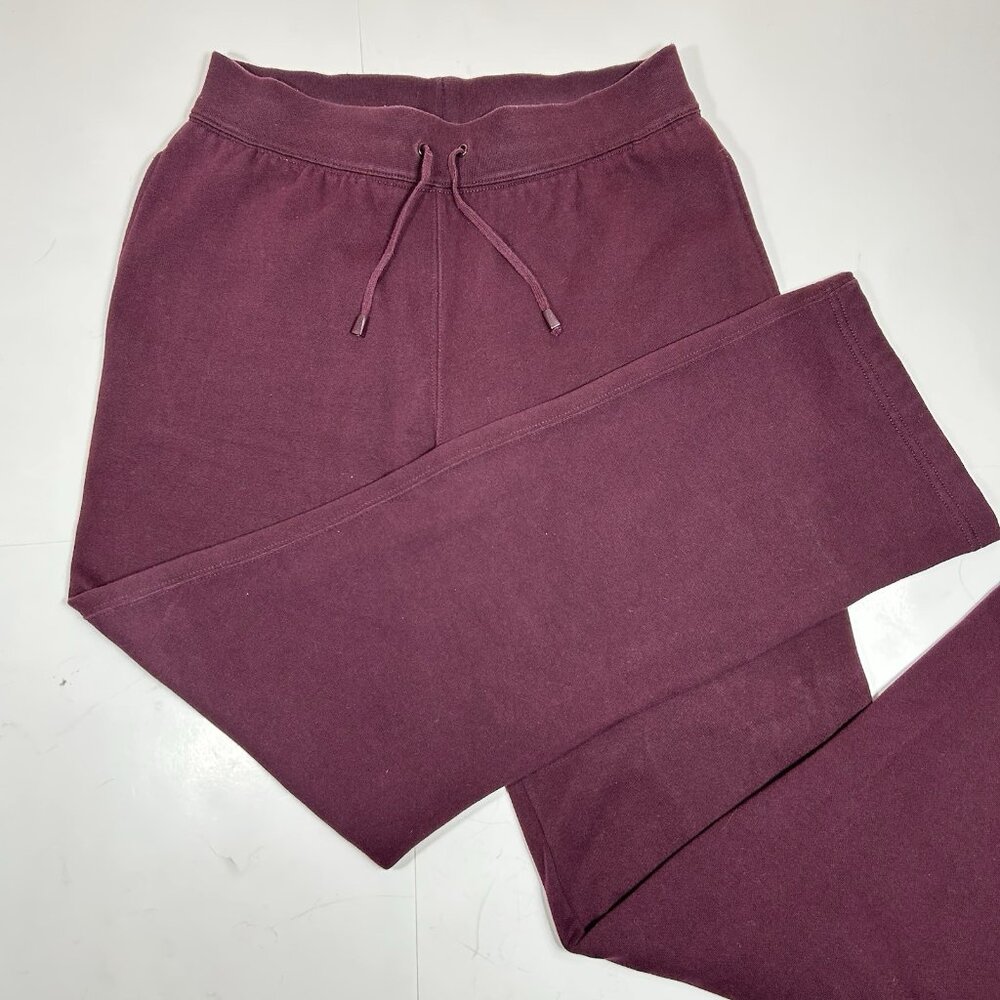 SJB Active Sweatpants Women Elastic Waist Straight Leg Fleece Burgundy Sz M